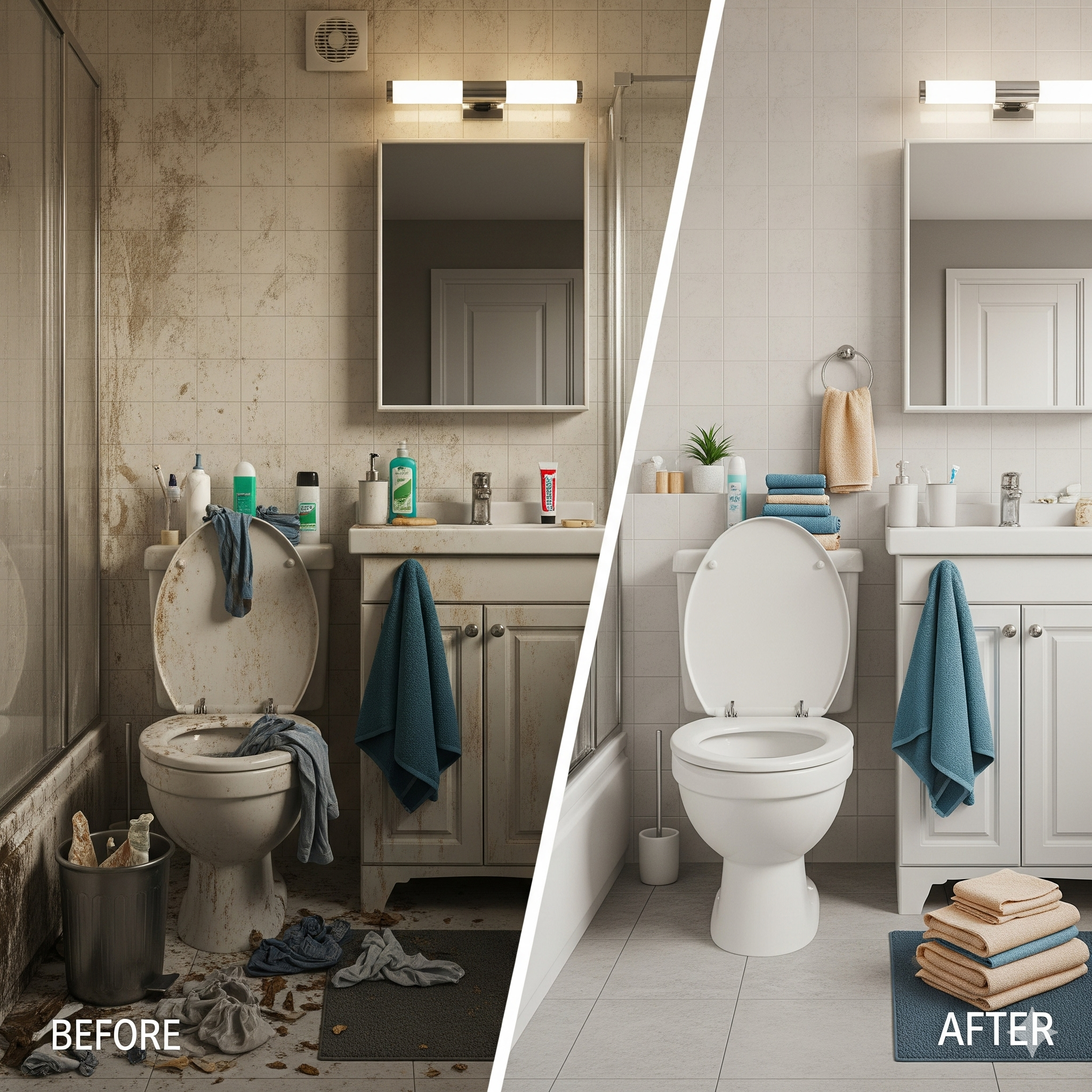 Bathroom cleaning process infographic